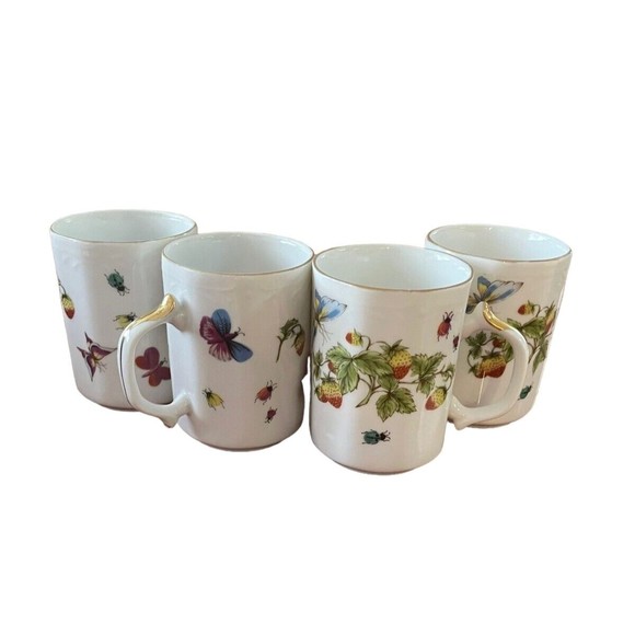 Vtg Ardalt Royal Crown Spring Time Coffee Tea Mugs Cups Set of 4 Japan Butterfly - Picture 1 of 6